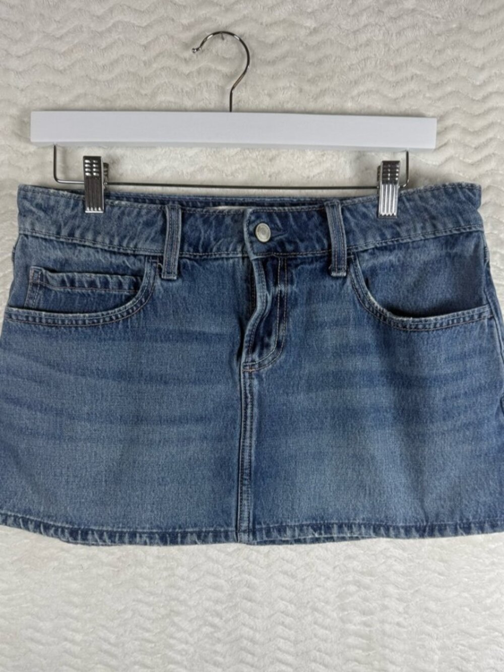 Blue Denim Mini Skirt.